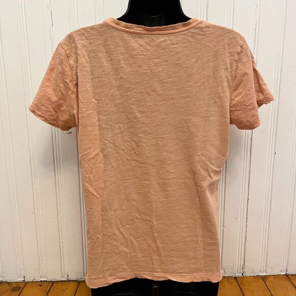 Madewell Peach Cotton V-Neck Short Sleeve T-shirt, Size Medium - Picture 5 of 9